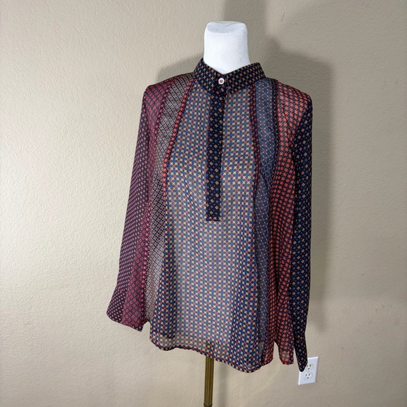 Gretchen Scott Tops - Gretchen Scott Multicolored Sheer Print Blouse Top Womens Sz S Casual Nightout